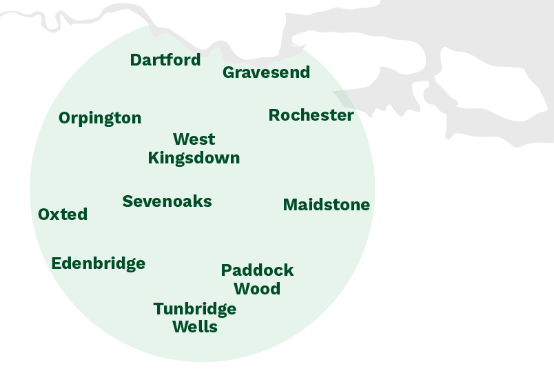 Our areas of work across Kent. Dartford, Gravesend, Maidstone, Tunbridge Wells, Edenbridge